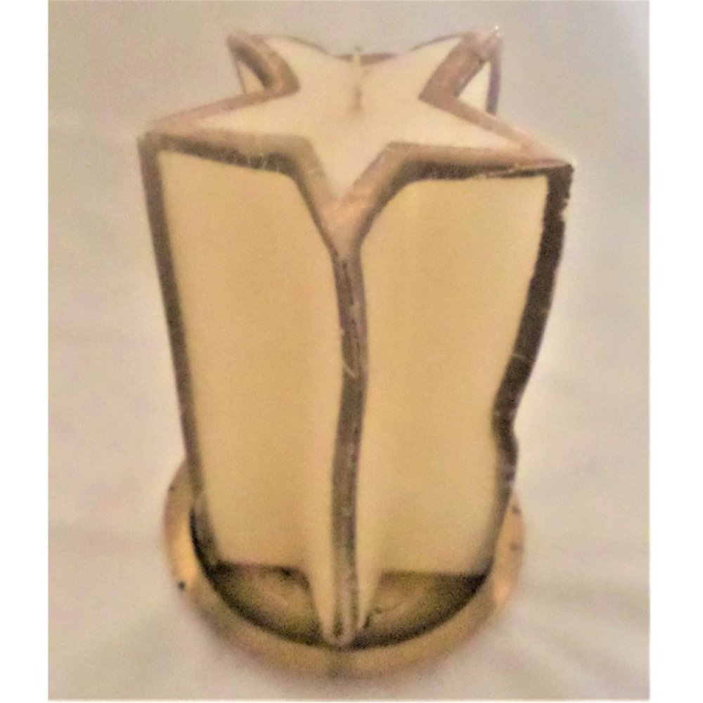 Vintage 1940's FTD star candle with brass drip-catch plate 7" tall x 4"